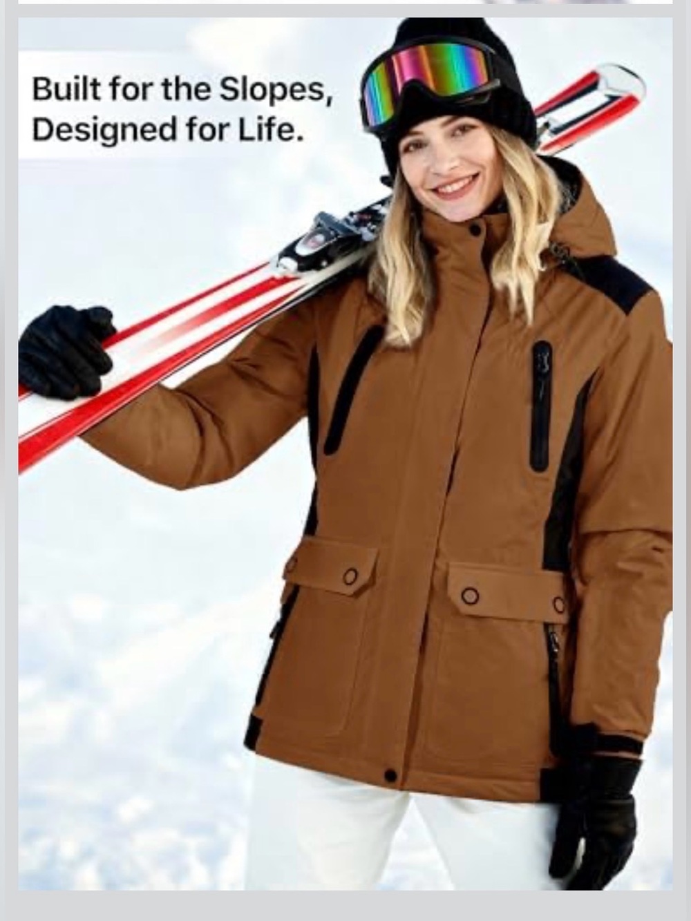 FREE SOLDIER Women's Waterproof Ski Snow Jacket Warm Fleece Lined Winter Rain